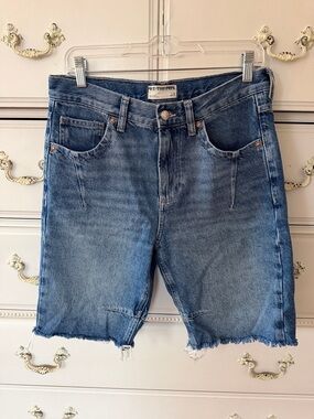 Free People Medium Wash Raw Hem Denim Cutoff Shorts